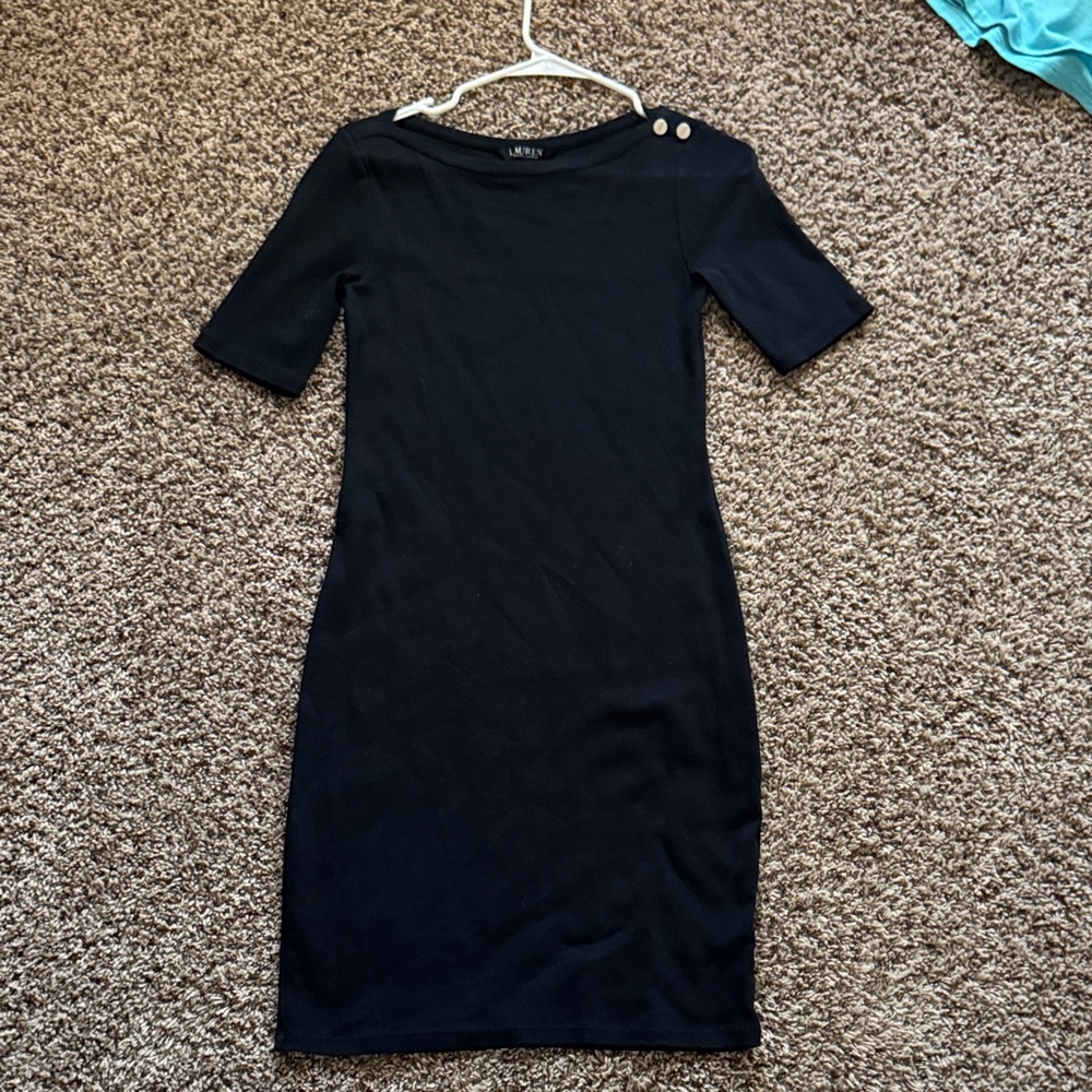 H&M Black Midi Dress with Button Accents